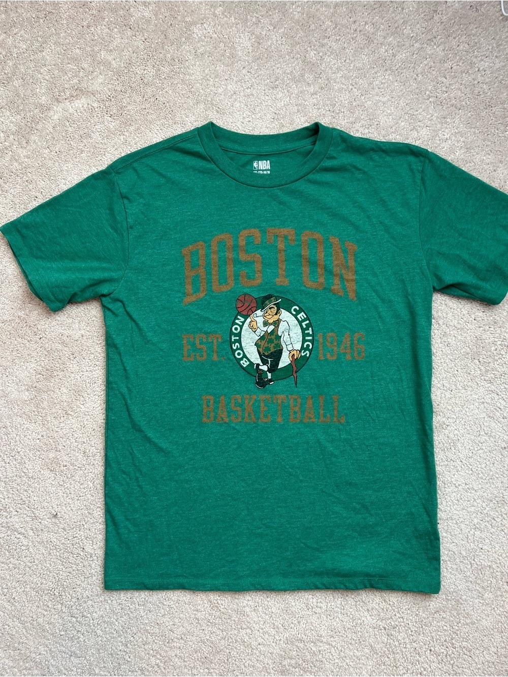 NBA Green Crewneck Tee with White Logo Print